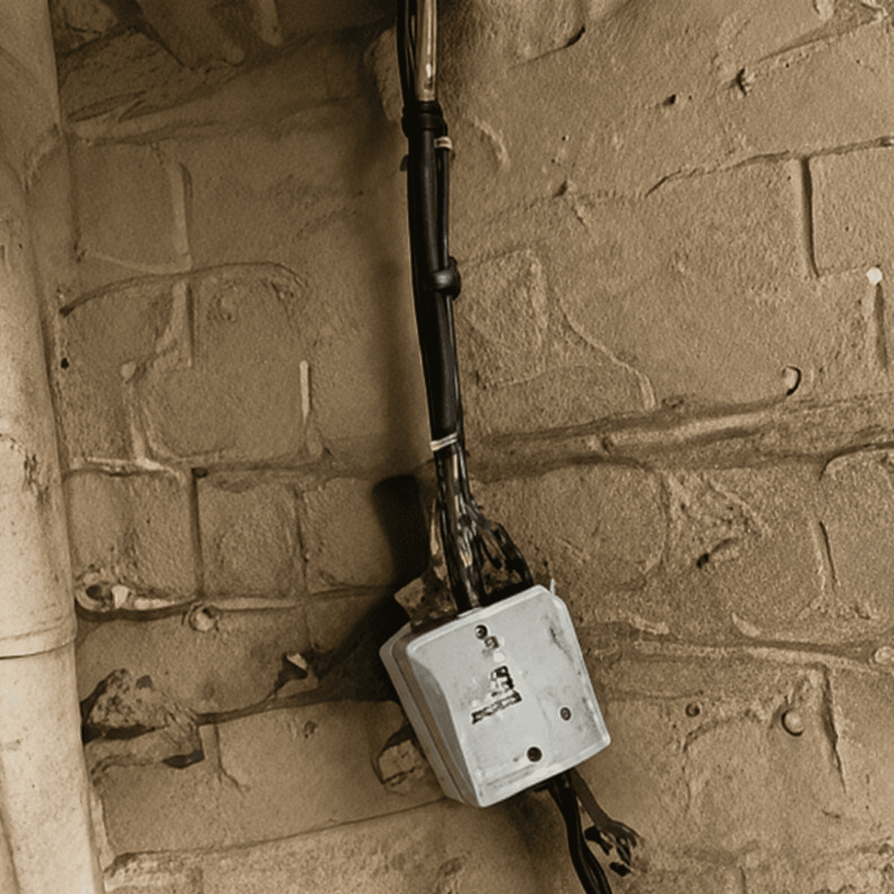 Unsupported and unsecured electrical cables