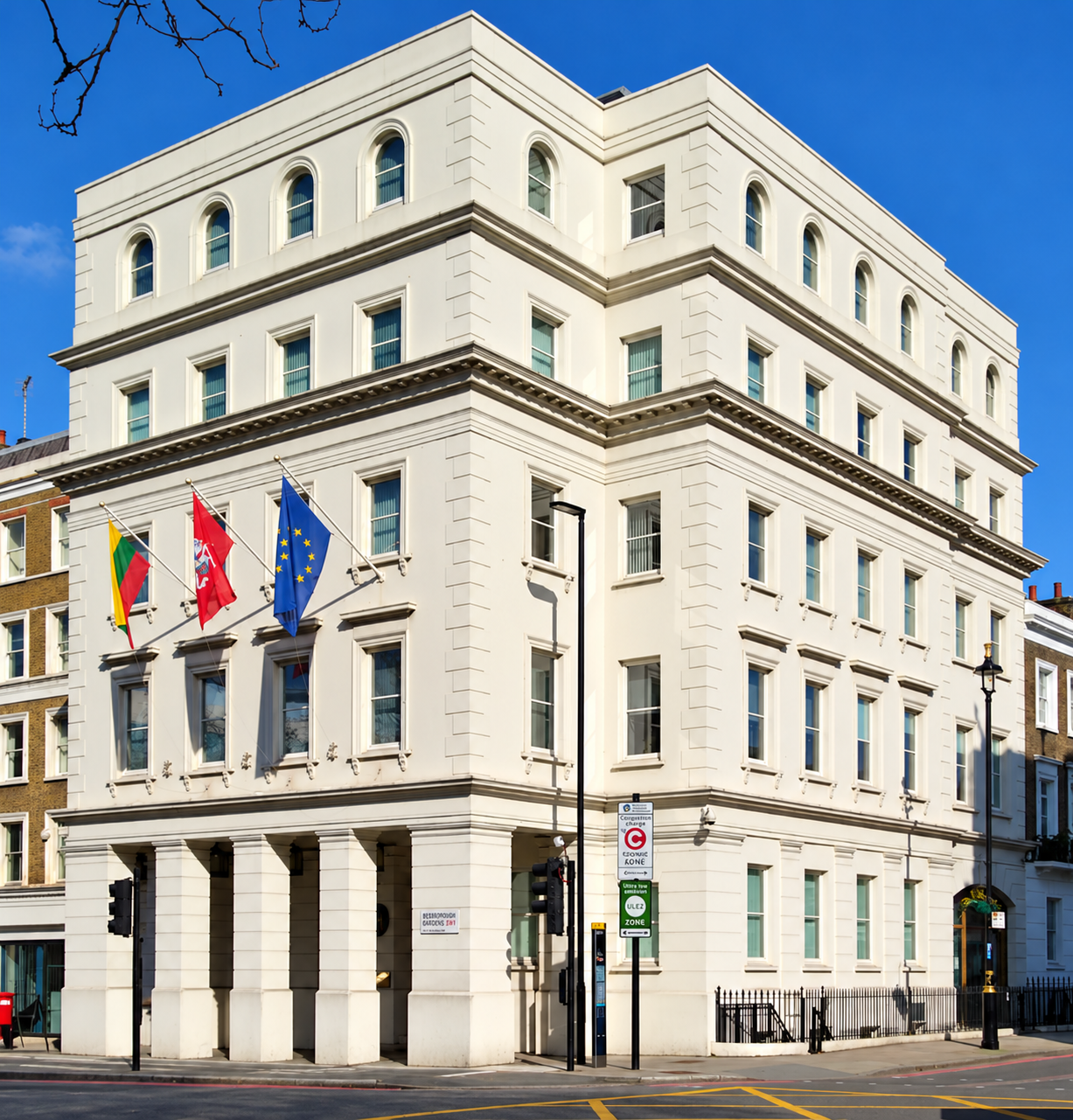 Exterior of Lithuania House, Embassy of the Republic of Lithuania, in Pimlico, London